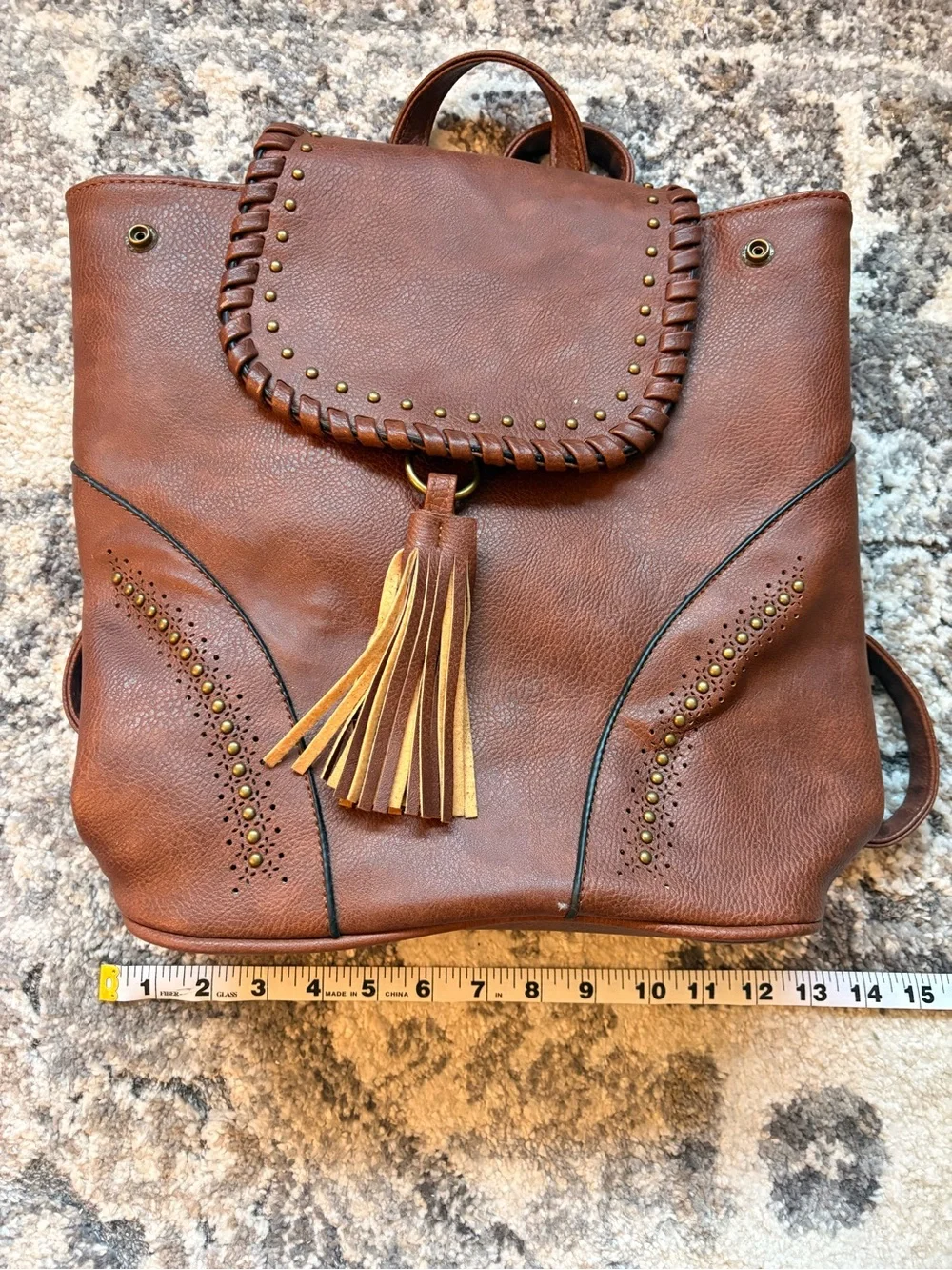 Brown Leather Tassel Backpack - Women Bags